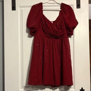 Pink Lily Deep Red Textured Blouse